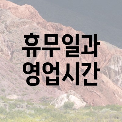 휴무일과 영업시간
