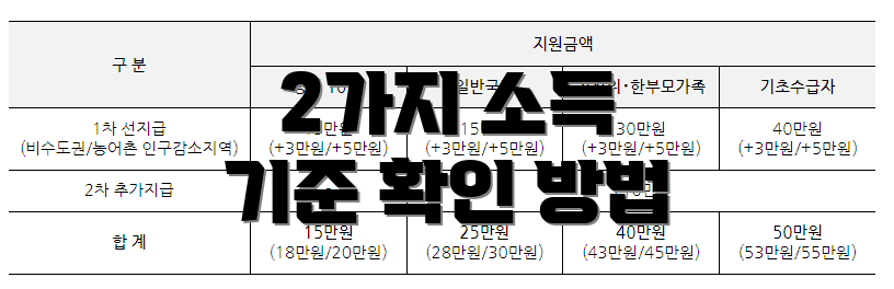 2가지 소득 기준 확인 방법