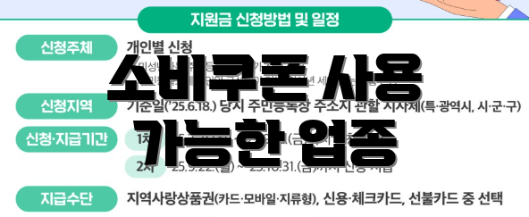 소비쿠폰 사용 가능한 업종